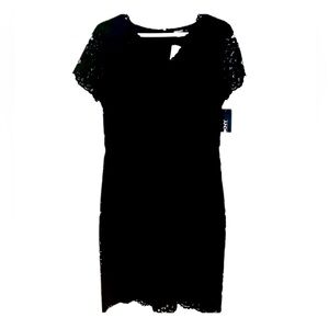 NWT DKNY Black Lined Lace Dress, Size 8